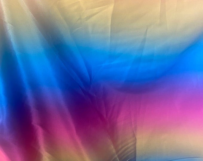 Fuchsia rainbow design satin, 60" wide, non-stretch, sells by the yard