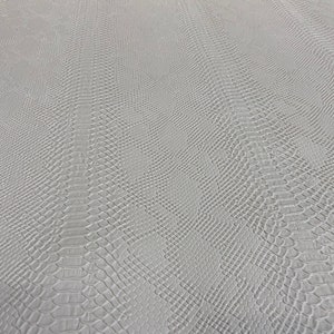 White viper upholstery vinyl leather Snake Embossed fabric sold by the yard 54&quot; Wide