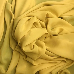 Mustard Chiffon soft Sheer  60&quot; Wide Fabric By The yard HOME DECOR