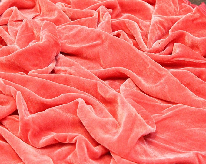 coral Silk Velvet Drapery Apparel Fabric By the Yard 45" Wide