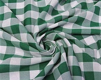 Tissu à carreaux vichy 100 % popeline de polyester de 58/59 po de large, vert chasseur par mètre