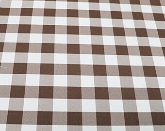 BROWN Poly poplin checkers 100% Polyester picnic fabric 60"wide sold by the yard