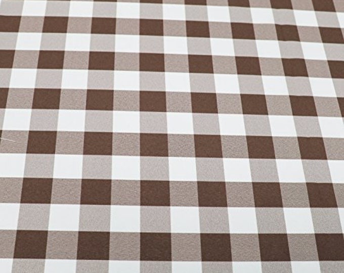 BROWN Poly poplin checkers 100% Polyester picnic fabric 60"wide sold by the yard