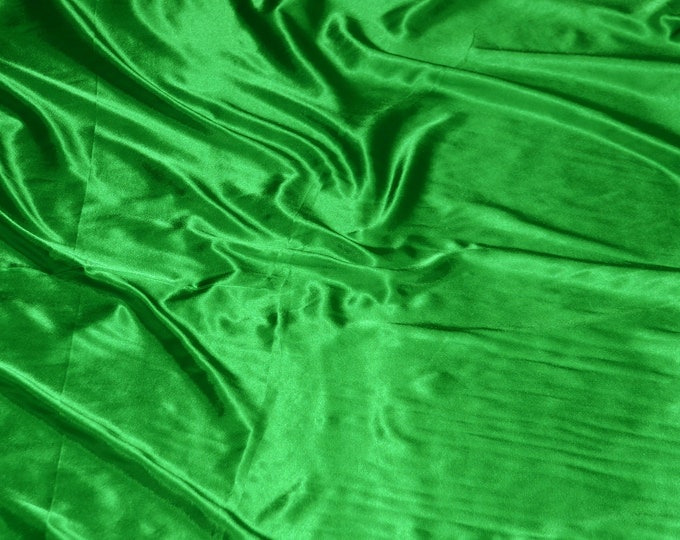 Charmeuse Flag Green Satin polyester fabric 60" wide Solid Silky Shinny by the yard