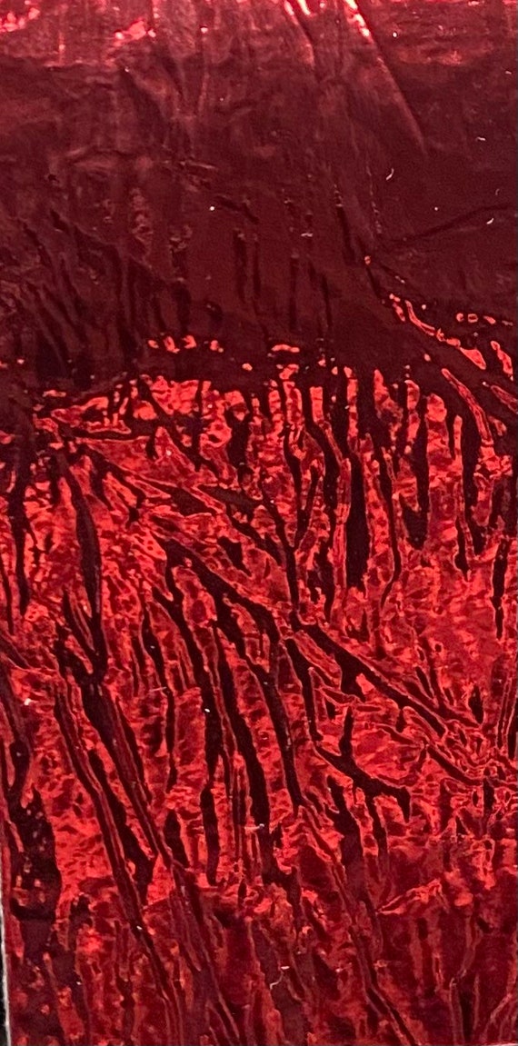 Red Cracked metallic reflective Distressed vinyl upholstery craft fabric per yard 54" Wide