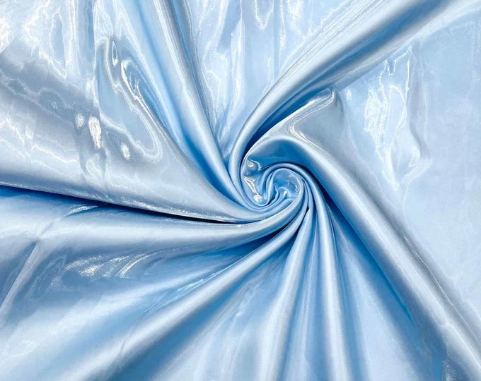 Light Blue Liquid glossy Bridal prom Satin prom dress fabric per yard