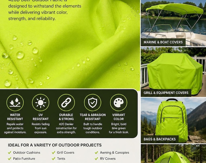 Fluorescent Yellow  Packcloth 420 Denier Nylon Water Resistant 60" wide fabric per yard