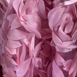 Pink Satin Bridal Petal Rosette on mesh Fabric 52&quot; Wide Sold By The Yard