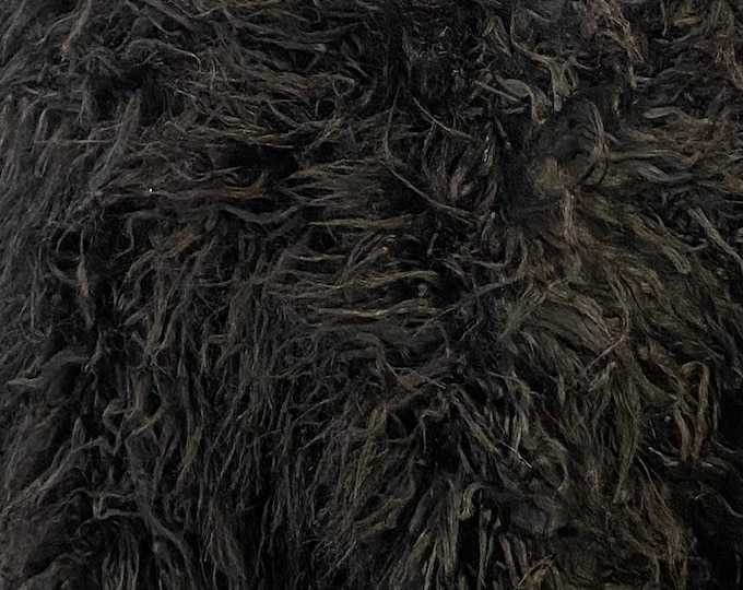 Black curly gorilla  faux fur upholstery custom fabric by the yard 60" wide