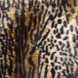 Brown Wild Cat Animal print Velboa Fabric BY THE YARD 60" Wide