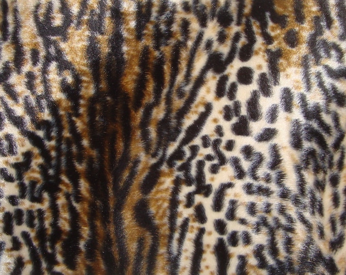 Brown Wild Cat Animal print Velboa Fabric BY THE YARD 60" Wide
