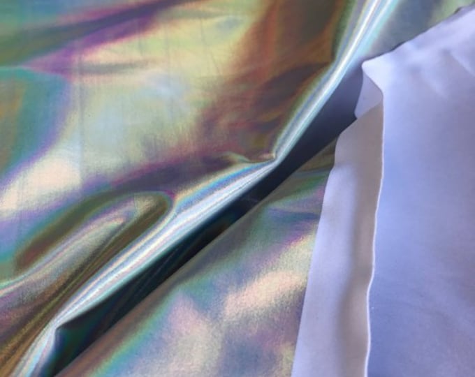 Iridescent Silver spandex fabric per yard 60" Wide