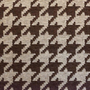Chocolate houndstooth Chenille Upholstery Drapery fabric by the yard 54” Wide
