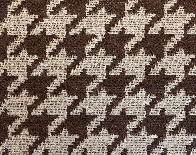 Brown houndstooth Chenille Upholstery Drapery fabric by the yard 54” Wide