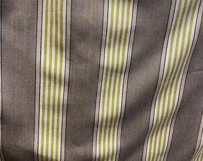 Pennington III plaid Stripe Fossil Fabric by the yard upholstery drapery pillows bedding 54" wide