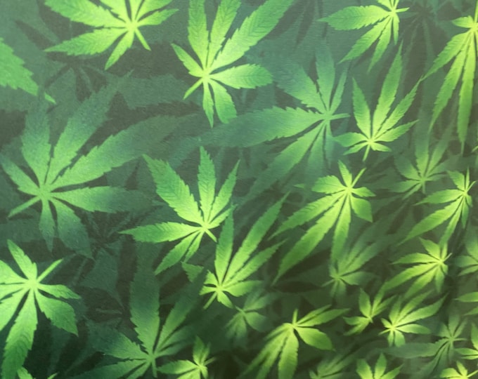 Green Nylon spandex  FLOWER  (PLANT) leaves print sold by the yard