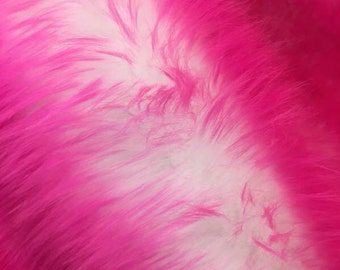 Set of 2- 18x18 Hot pink tips faux fur shaggy cushion pillows- sofa bed couch chair throw home decor