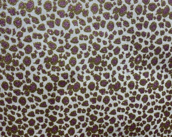Leopard glitter Gold/lavender sparkle craft Upholstery Faux vinyl by the yard 48” wide