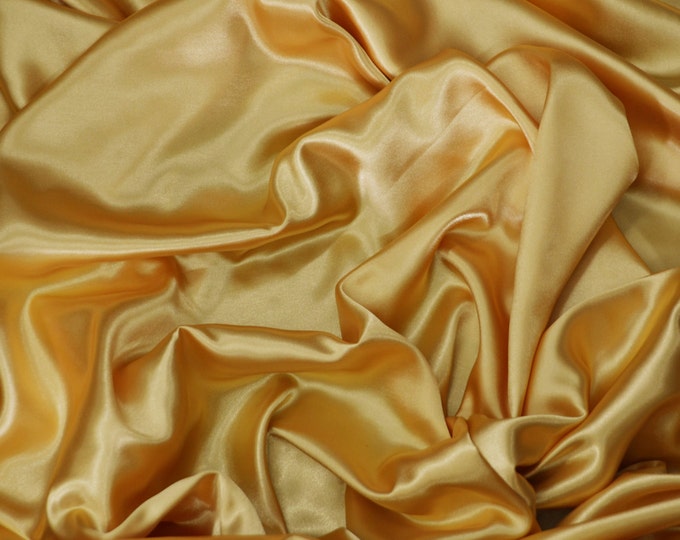 Charmeuse Satin polyester fabric 60" Wide GOLD Solid Silky Shinny by the yard