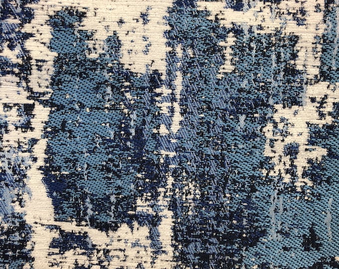 Marine Blue Luxury style textured drapery linen upholstery fabric  BY THE YARD 56" wide textura