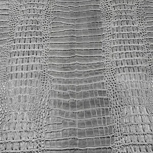 Silver gray Vinyl leather faux Crocodile Nile fabric sold per yard 54&quot; Wide