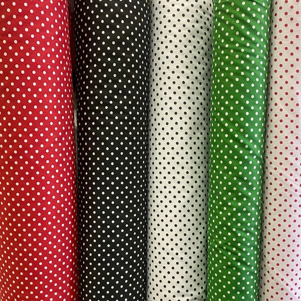 Polka dot 1/8” Polycotton Fabric by yard  58" wide