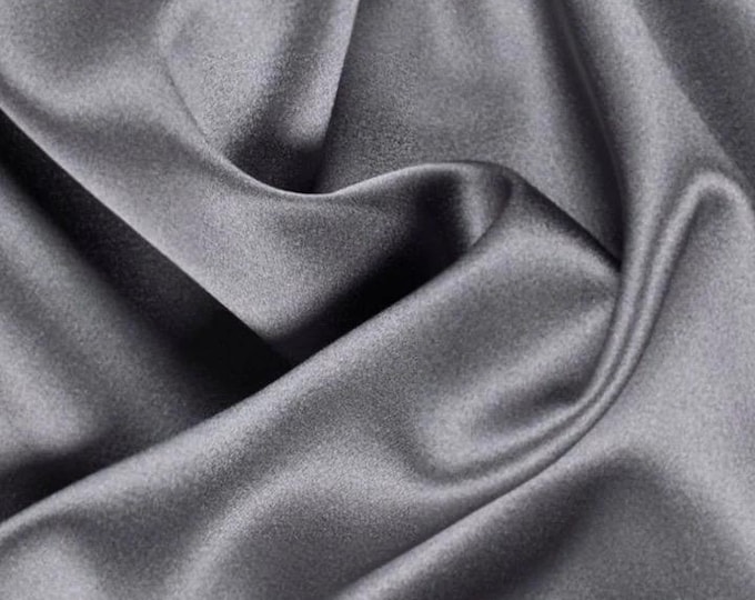 Gray Heavy Shiny Bridal Satin Fabric for Wedding Dress, 60"  wide