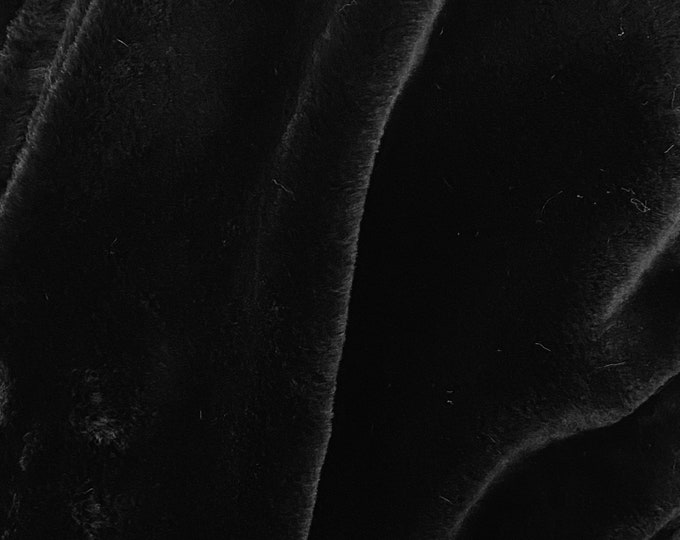 Black plush thick minky bunny fabric / 58" Wide / Sold by the Yard