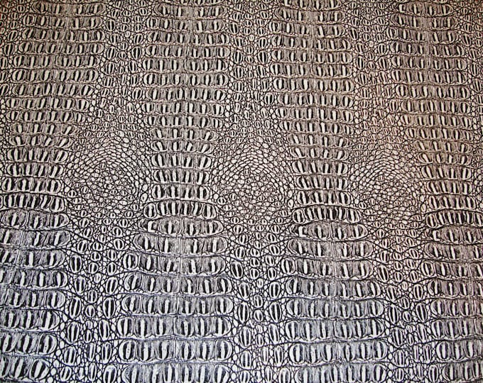 Upholstery vinyl leather faux Black White  Gator Faux vinyl fabric per yard 54" wide
