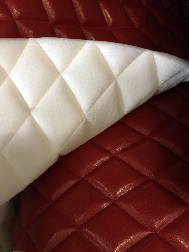 Foam Red Faux leather Quilted Vinyl fabric with 3/8 Foam | Etsy