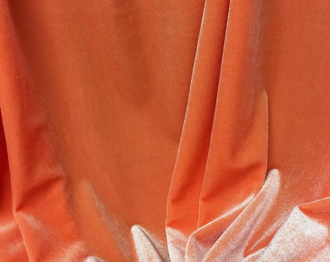 Orange stretch velvet fabric 60" Wide sold by the yard