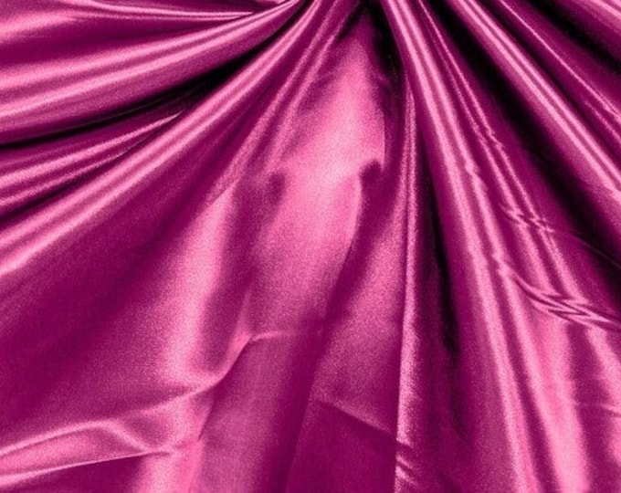 Fuchsia Heavy Shiny Bridal Satin Fabric for Wedding Dress, 60"  wide