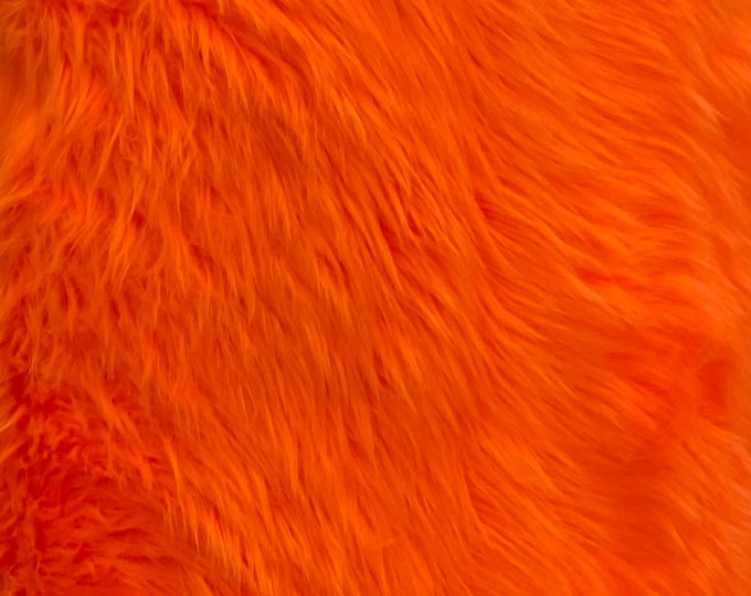 Neon orange shaggy faux fur  fabric by the yard upholstery custome 60" Wide