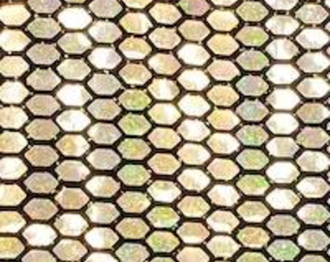 Gold Honeycomb Mirror Sequins Spandex, 58/60 inch wide