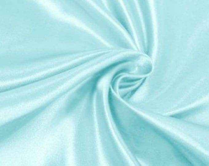 Light aqua heavy Bridal Satin fabric per yard 58” wide