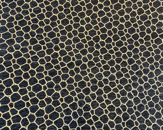 Gold mottled on black heavy chenille Upholstey fabric by the yard 54” wide