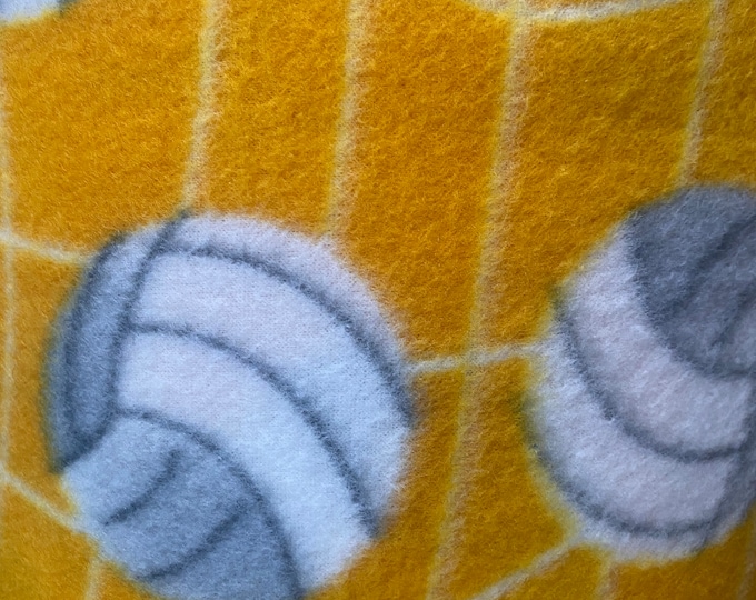 Volleyball Fleece on yellow 60” wide By The Yard