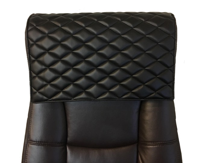 Black smooth PVC Quilted Vinyl, Sofa, Loveseat, Chaise, Theater Seat, Headrest Pad, Recliner Head Cover, Protector