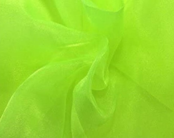 Neon green Sparkle Crystal Sheer Organza Fabric Shiny fabric polyester 60" wide