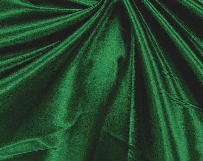 Hunter Green Heavy Shiny Bridal Satin Fabric for Wedding Dress, 60"  wide