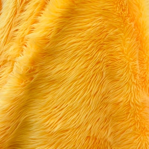 Bright yellow  shaggy faux fur  fabric by the yard upholstery custome 60&quot; Wide