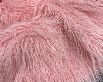 Mongolian faux fur long hair pile fabric BY THE YARD 58" Wide