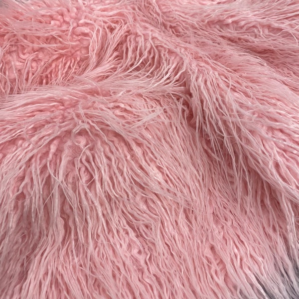 Mongolian faux fur long hair pile fabric BY THE YARD 58" Wide