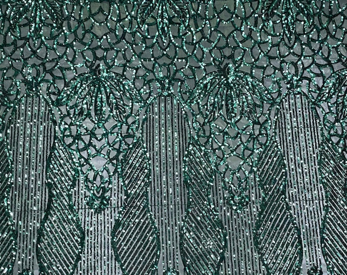 Sequin green on green mesh , 4-way Stretch, Fabric 54" Sold By the Yard, Wedding, Prom, Dresses, Lingerie, Pageant