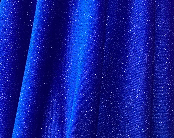 Glitter Blue Stretch Velvet Fabric By The Yard | 58’’ wide