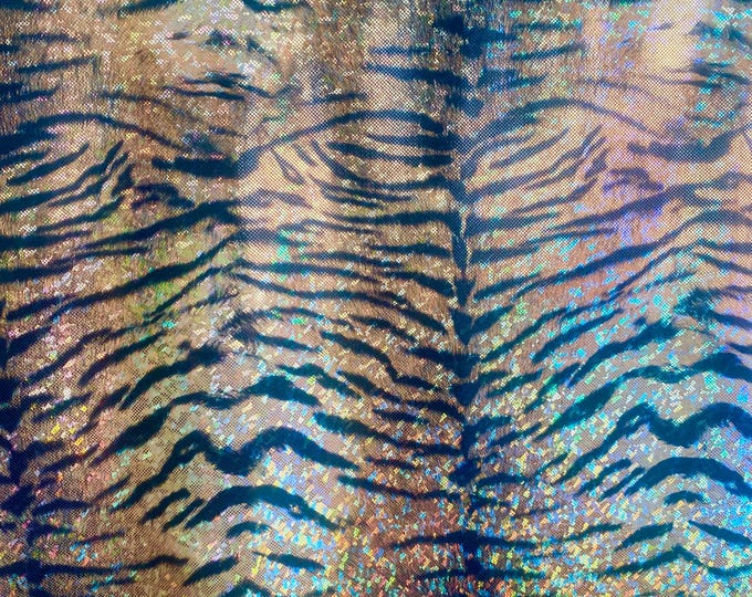Gold mystique zebra spandex 4 way stretch 60" wide