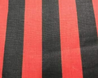 Red black stripe Poly cotton 1" stripe Sold by yard  POLYCOTTON 58" wide