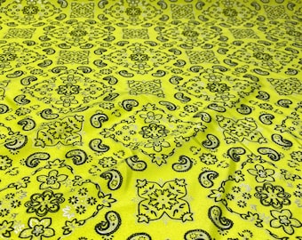 Yellow Stretch bandana paisley spandex fabric 58" wide
