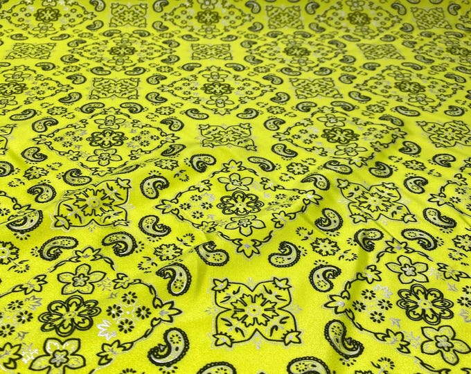 Yellow Stretch bandana paisley spandex fabric 58" wide