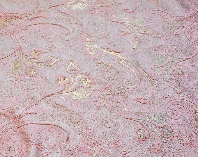 Bright pink Jacquard paisley light weight multi purpose fabric by the yard